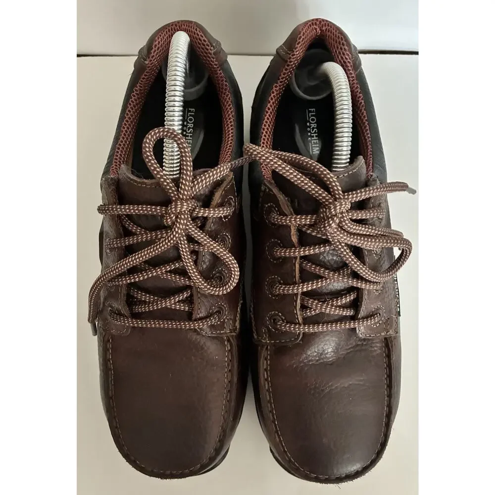 NWOT Florsheim Brown Leather Sz 8 1/2 Work Safety Toe Tie Oxford Work Shoe